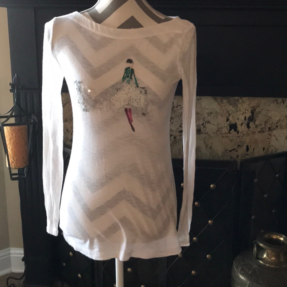 Ann Taylor Loft white knit tee XS